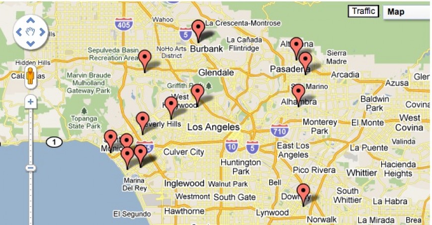 Los Angeles Tango Map